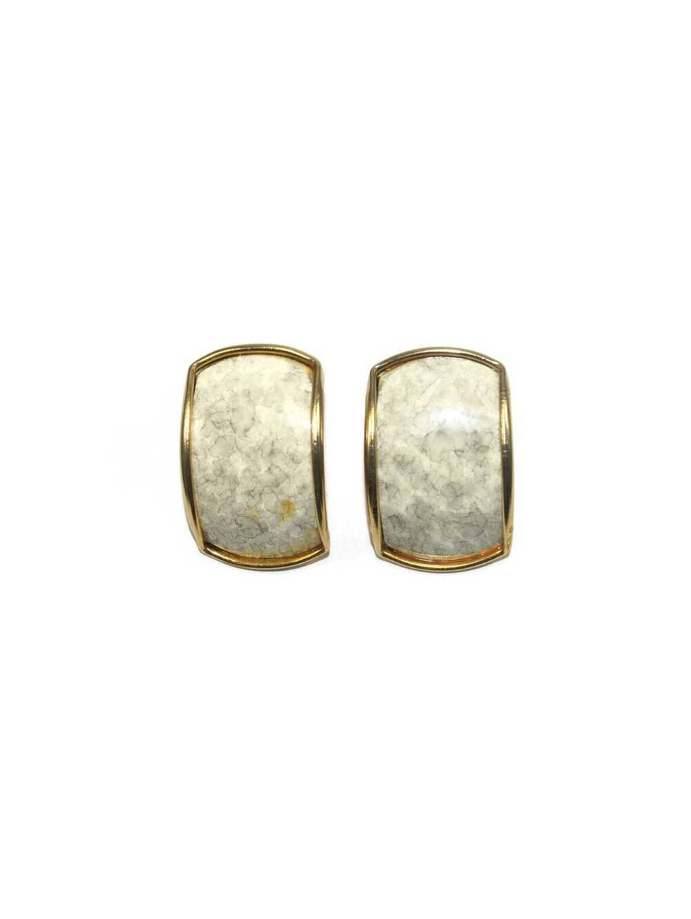 Vintage Gold Tone and Marbled Plastic Stud Earrings with Post Backs.